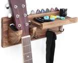 Bikoney Guitar Wall Mount Guitar Hanger Shelf Wood Guitar Hook With Pick... - £30.61 GBP