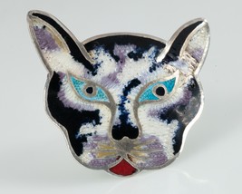 JERONIMO FUENTES Sterlingsilber &amp; Emaille Katze Pin Brosche Gemacht IN M... - $164.61