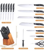 15 PCS Knife Set for Kitchen with Knife Block - High Carbon Stainless St... - $940.64 MXN