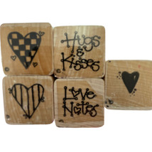 Heart Love Valentine Lot of 5 Small Rubber Stamps Whimsical Words Wood Blocks - £10.04 GBP