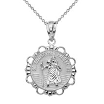 925 Sterling Silver The St Saint Christopher Protect Us Pendant Necklace - £23.38 GBP+
