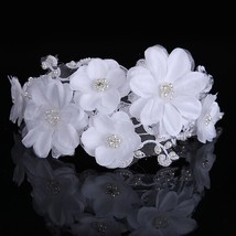 35cm White Lace Bride Hair Band Wedding Hair Accessories Yarn Flower Bride Headb - £12.26 GBP