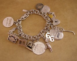 Vintage Monet 12  Charm Bracelet - 4 sterling charms - Typewriter, eyegl... - £139.47 GBP