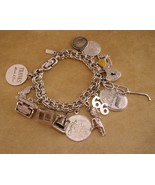 Vintage Monet 12  Charm Bracelet - 4 sterling charms - Typewriter, eyegl... - £139.71 GBP