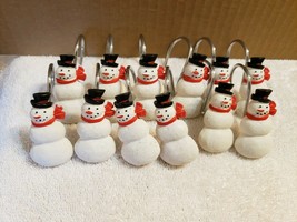 12Christmas Shower Curtain Rings Snowman Snowmen - £7.95 GBP