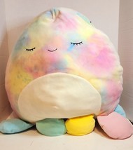 Squishmallow 12&quot; Opal the Octopus Backpack Tie Dye Rainbow Plush Kellytoy - £12.61 GBP