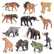 Mini Prehistoric Mammals Animals Toys Set 12Pcs Animal Figures Wildlife Figurine - £31.96 GBP