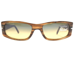 Persol Sunglasses 2702-S 472/3D Striped Brown Horn Frames Gray Yellow Lenses - $233.53