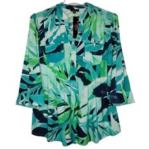 NWT Cocomo Plus Size 1X Multicolor Floral Print Pintuck 3/4 Sleeve Blouse Top - £27.90 GBP