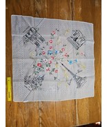 Vtg Paris Landmarks Souvenir Scarf Eiffel Tower Bonjour Nylon France 24 ... - $17.77