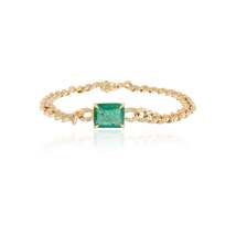 18K Gold Emerald &amp; Diamond Curb Chain Bracelet - £4,604.29 GBP