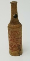 Figurine Red Label Smirnoff Vodka Bottle Antique Small Wood  - £15.09 GBP
