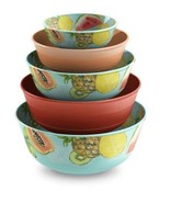 Member&#39;s Mark ~ Ten (10) Piece Melamine ~ Nesting Bowl Set ~ SUMMER FRUI... - $76.69 CAD
