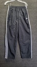 Adidas Black 3 Stripe Track Pants Women&#39;s Sz M Windbbreaker Running READ* - £12.82 GBP
