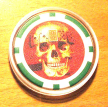 (1) Skull Poker Chip Golf Ball Marker - Green - £6.23 GBP
