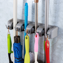 Togu Mop and Broom Holder Wall Mounted 4 Position Storage Rack with 5 Retractabl - £13.06 GBP