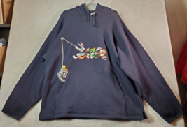 Warner Bros. 1999 Christmas Hoodie Unisex 2XL Navy Blue Cotton Looney Tu... - £31.65 GBP