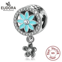 Authentic 925 Sterling Silver Blooming Daisy Flower Dangle Charm Pendant fit Wom - £18.98 GBP