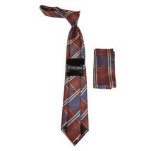 Men's Stacy Adams Tie and Hankie Set Fancy Woven Silky Satin #SAT74 Rust image 2