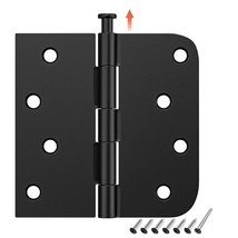 3 Pack Black Exterior Door Hinges 4 Inch, 5/8&quot; Radius, Removable Pin, Perfect Fo - £22.84 GBP