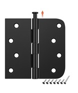 3 Pack Black Exterior Door Hinges 4 Inch, 5/8&quot; Radius, Removable Pin, Pe... - £22.70 GBP