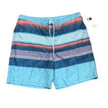Goodfellow NWT Stretchy Waist Board Shorts Swimsuit ~ Sz XXL ~ Turquoise Stripe - £13.50 GBP