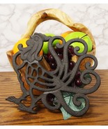 8.75&quot; Wide Country Farm Rooster Chicken Cast Iron Trivet With Lace Scrol... - $31.30 CAD