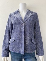 J Jill Blazer Jacket Periwinkle Poet Art Purple Embroidered Velvet Size ... - £49.49 GBP
