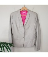 T Tahari | Beige Snap Front Blazer with Bright Pink Lining, size 10 - £22.69 GBP