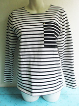 Lauren Ralph Lauren LRL Womens Size Small Black White Stripe Top Cotton Stretch - £15.14 GBP