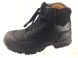 SH22 Dunham 10D Black Leather Work Ankle Boots Reinforced Toe Slip Resistant - $30.46