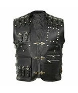 Men&#39;s Cowhide Buckled Rocker Biker Motorcycle Vest Waistcoat Size 2XL - $136.57