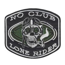 NO CLUB LONE RIDER IRON ON PATCH 4.5" Large Biker Skull Embriodered Appl... - $3.49