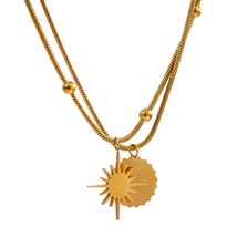 Yhpup Stainless Steel Star Round Pendant Necklace Statement Metal Chain Layered  - £13.53 GBP