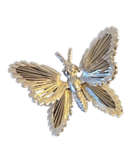 Vintage Monet Silver-Tone Butterfly Brooch Pin Insect Jewelry - £14.43 GBP