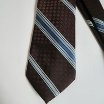 Vintage Richman Brothers Brown Striped Tie Blue Necktie 3.25&quot; x 56&quot; - £11.19 GBP