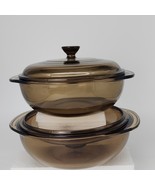 ♻️ Vintage Pyrex Amber  2-Qt And 1.5-Qt Glass Casseroles  Dish With Lids - $39.59
