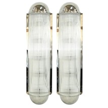 Coppia di 2 lampade da parete lunghe retrò francesi Art Deco Petitot in otton... - $1,061.70