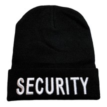 9&quot; Embroidered Security Cuffed Beanie/Skull Cap (1) Black - £14.93 GBP