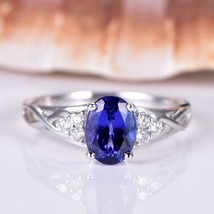 1.25Ct Oval Cut Blue Tanzanite Engagement &amp; Wedding Ring 14k White Gold Over - £64.11 GBP