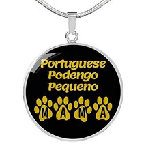 Portuguese Podengo Pequeno Mama Circle Necklace Engraved Stainless Steel 18-22&quot;  - £47.33 GBP