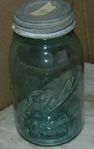 Vintage Blue Ball Perfect Mason  Quart #8 Jar Canning Kitchen Zinc Lid - £11.78 GBP