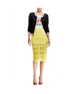 REBECCA MINKOFF Angelica Yellow Floral Lace Pencil Skirt 0 - £27.18 GBP