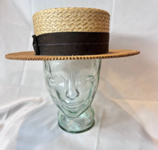 Warner &amp; Co. Vtg Straw Hat Boaters Skimmer Gatsby Hat Baltimore MD Size 7  1/4 - £63.46 GBP
