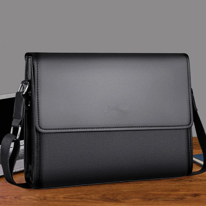 Fashion Black Briefcase Men&#39;s Messenger bag Soft PU Leather Shoulder bag... - £42.65 GBP
