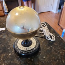 Vintage Original World Globe Desk Lamp &amp; Time Zone Chart Telescoping Lamp - £143.33 GBP