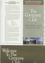 Southwest Airlines Company Club Folder Welcome &amp; Rules Frequent Flyer 1988 - $37.62