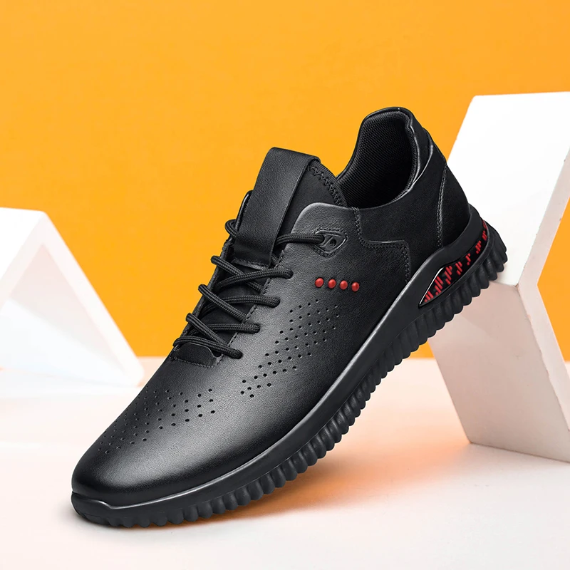 New Genuine Leather Perforated Men Casual Shoes Fashion Elegant Luxury C... - $98.81