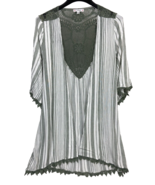 Womens Size 1XL L. Love Striped Floral Open Cardigan Crochet Cotton - $15.51 CAD