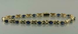 9.25CT Marquise Cut Blue Sapphire 14K Yellow Gold Over Pretty Tennis Bracelet - £131.83 GBP